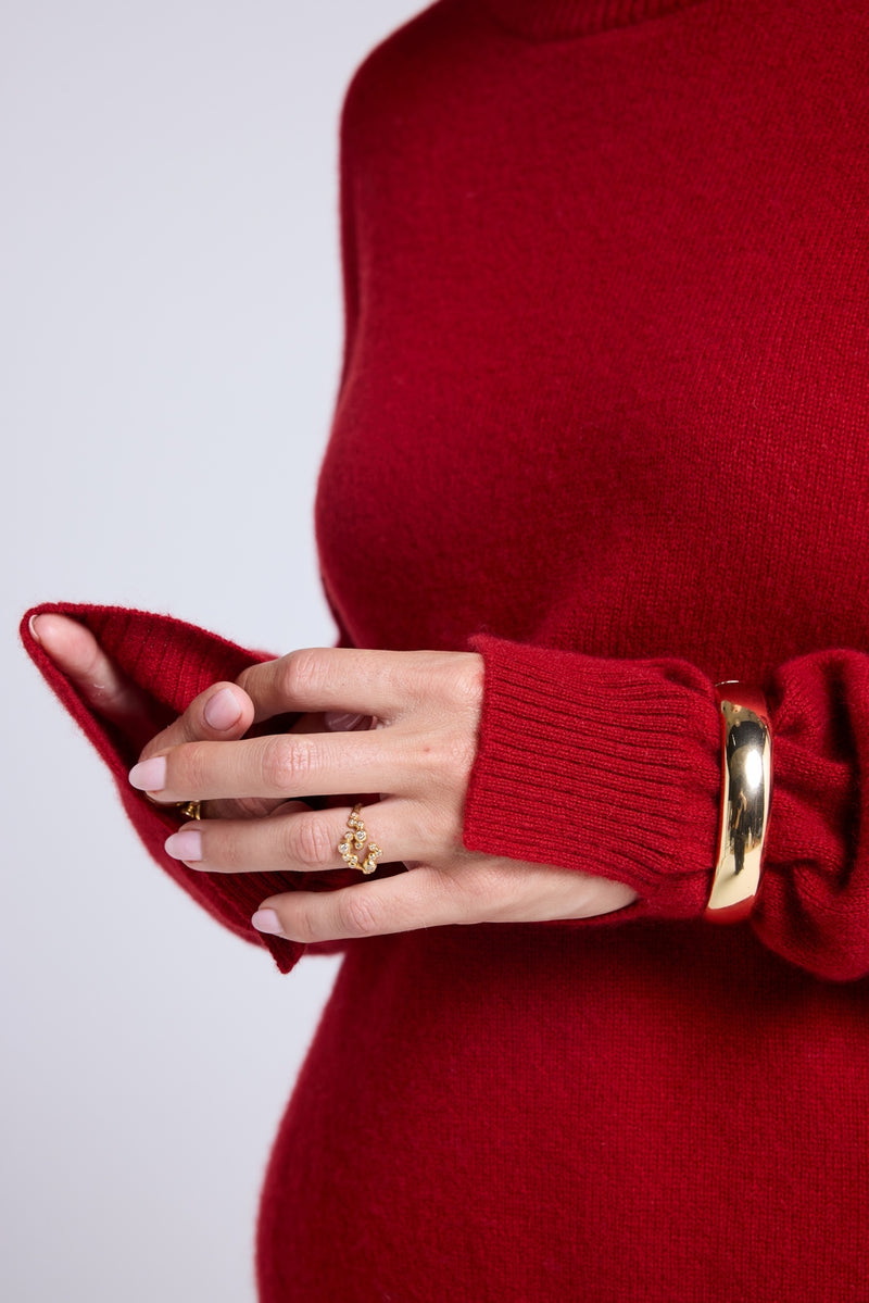 Pull Col Rond Oversize Romy - Rouge Bordeau