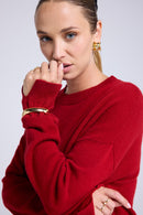 Pull Col Rond Oversize Romy - Rouge Bordeau