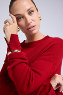 Pull Col Rond Oversize Romy - Rouge Bordeau