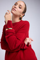 Pull Col Rond Oversize Romy - Rouge Bordeau