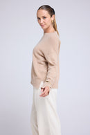 Pull Col Rond Oversize Romy - Beige Crème