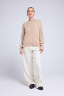 Pull Col Rond Oversize Romy - Beige Crème