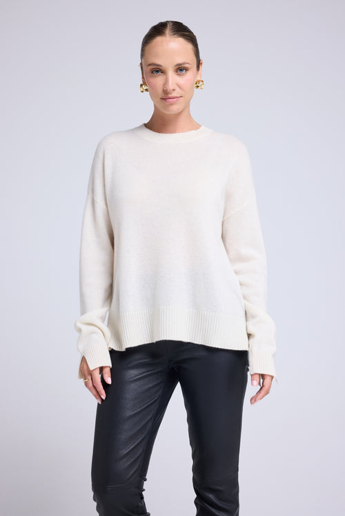 Pull Col Rond Oversize Romy - Blanc