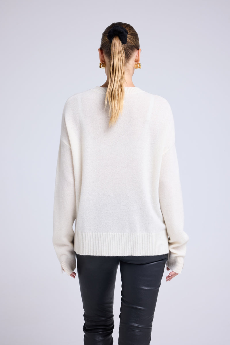 Pull Col Rond Oversize Romy - Blanc
