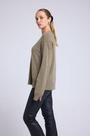 Pull Col Rond Oversize Romy - Vert Khaki