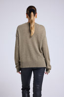 Pull Col Rond Oversize Romy - Vert Khaki