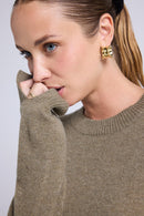 Pull Col Rond Oversize Romy - Vert Khaki