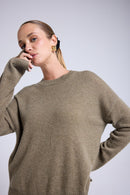 Pull Col Rond Oversize Romy - Vert Khaki