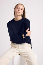 Jersey Cuello Redondo Oversize Romy - Azul Marino