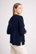 Jersey Cuello Redondo Oversize Romy - Azul Marino
