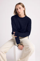 Pull Col Rond Oversize Romy - Bleu Marine