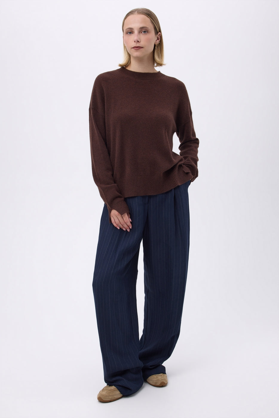 Pull Col Rond Oversize F Romy - Marron - Femme