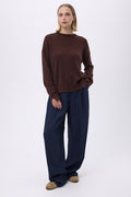 Pull Col Rond Oversize F Romy - Marron - Femme