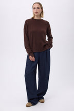 Pull Col Rond Oversize F Romy - Marron - Femme