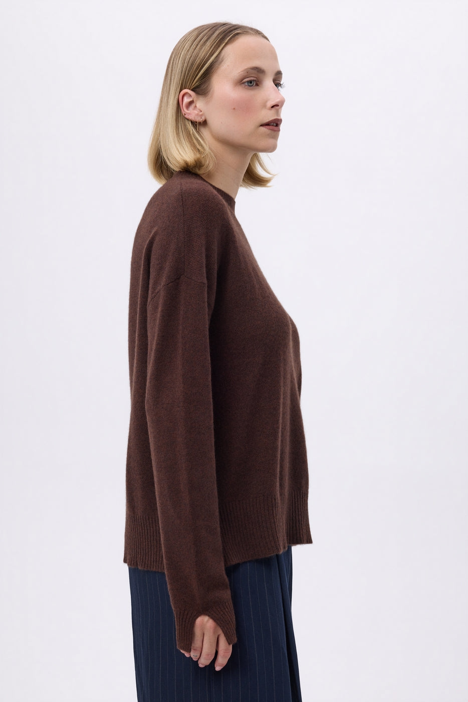 Pull Col Rond Oversize F Romy - Marron - Femme
