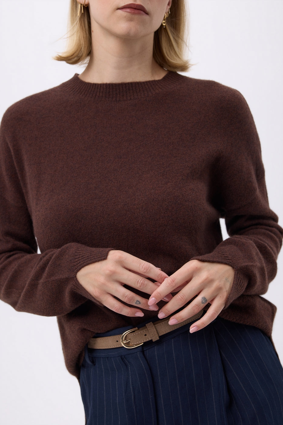 Pull Col Rond Oversize F Romy - Marron - Femme