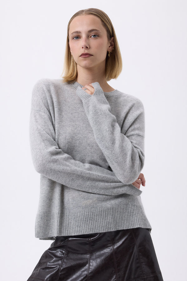 Pull Col Rond Oversize F Romy - Gris Clair - Femme