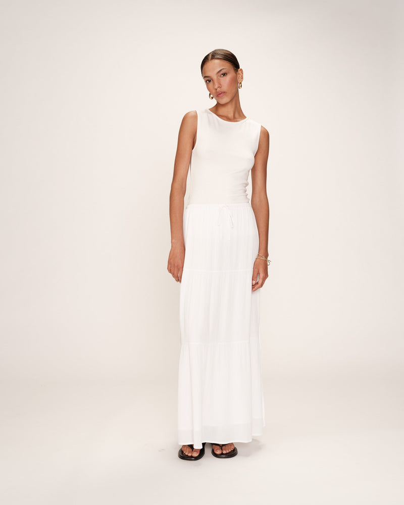 Long Fluid Skirt Ecru Ronsard