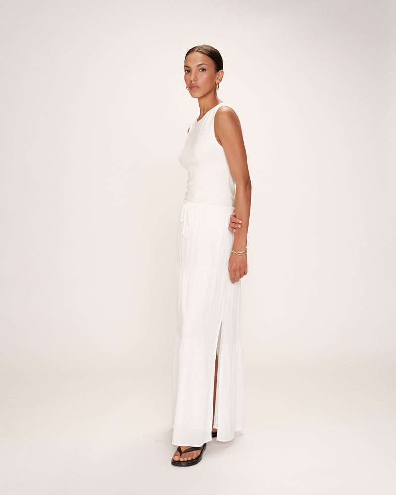 Long Fluid Skirt Ecru Ronsard