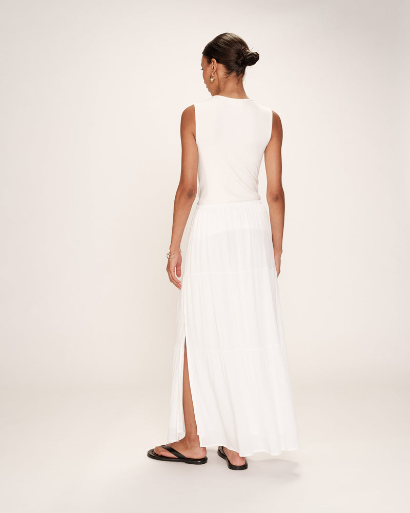 Long Fluid Skirt Ecru Ronsard