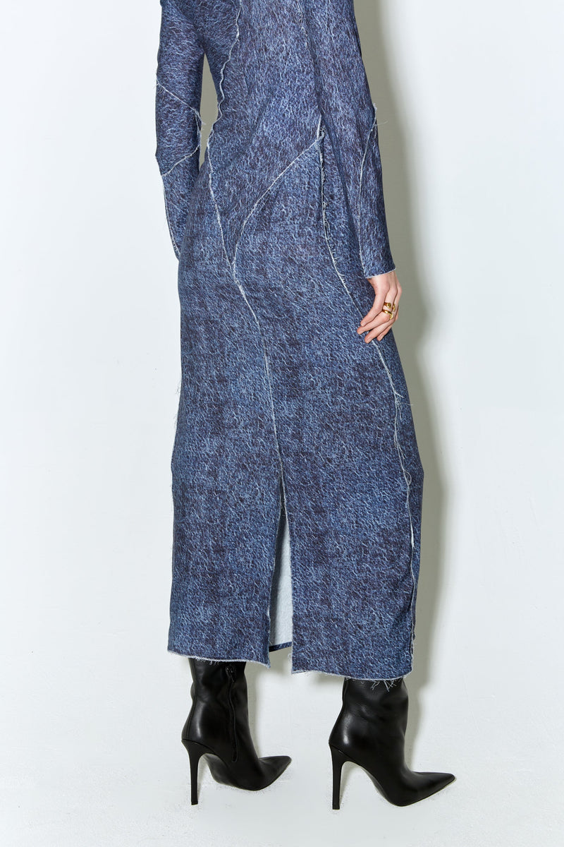 Robe Rosalia Imprimé Denim Bleu