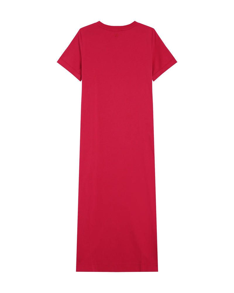 Rosalie Cerise Short Sleeve Long Dress