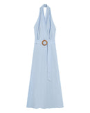 Rosamour Blue Backless Long Dress