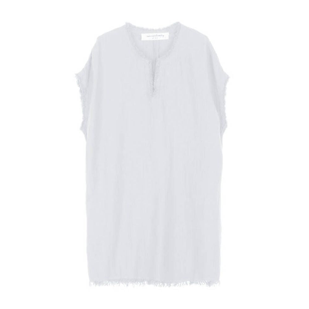 Fringed Cotton Gauze Dress - White