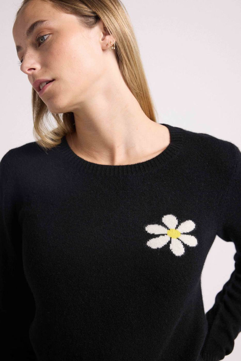 Pull Col Rond Rose - Noir