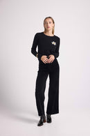 Pull Col Rond Rose - Noir