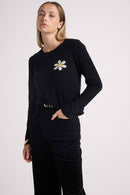 Pull Col Rond Rose - Noir