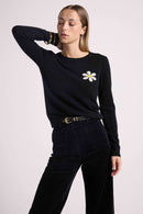 Pull Col Rond Rose - Noir
