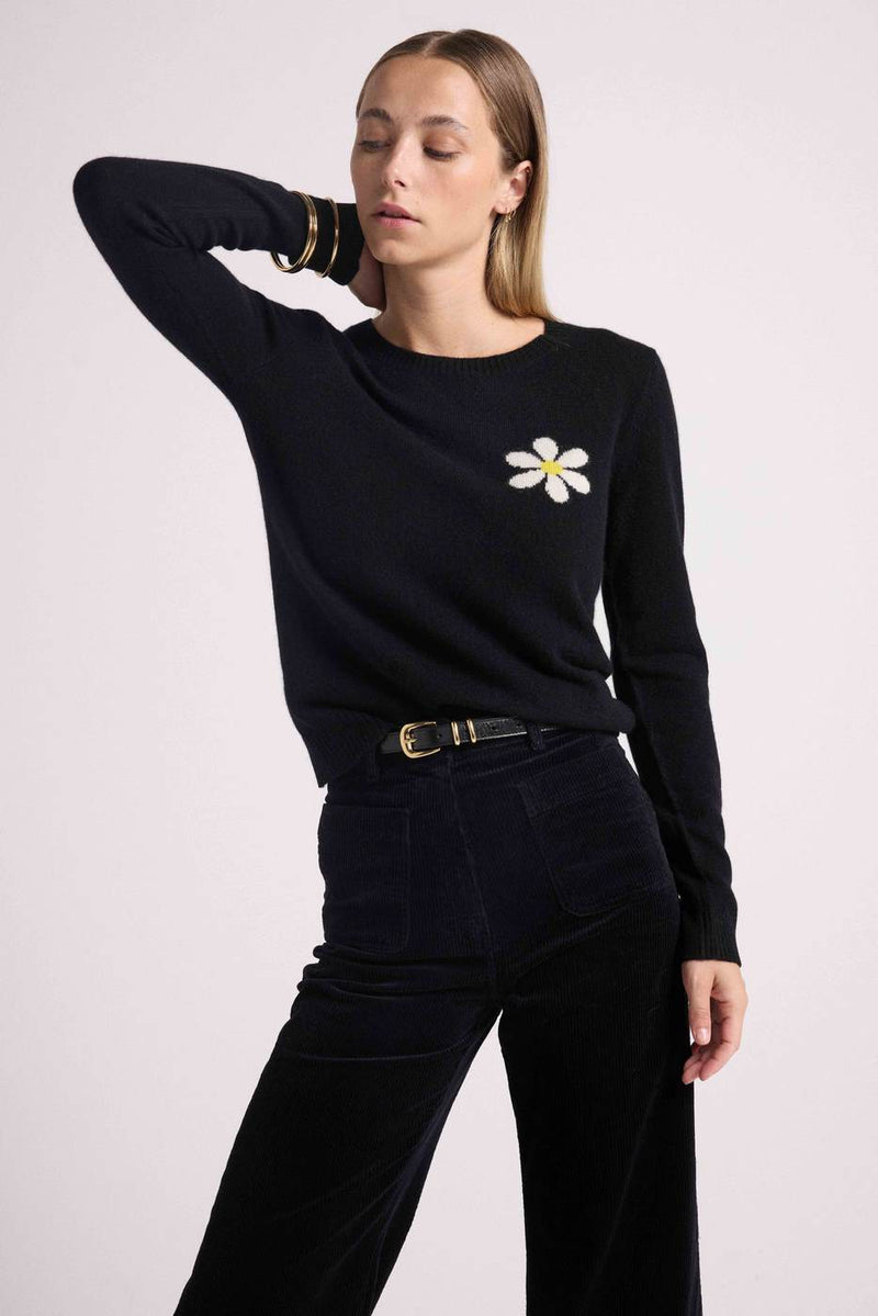 Pull Col Rond Rose - Noir