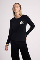 Pull Col Rond Rose - Noir