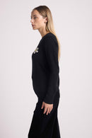 Pull Col Rond Rose - Noir