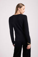 Pull Col Rond Rose - Noir
