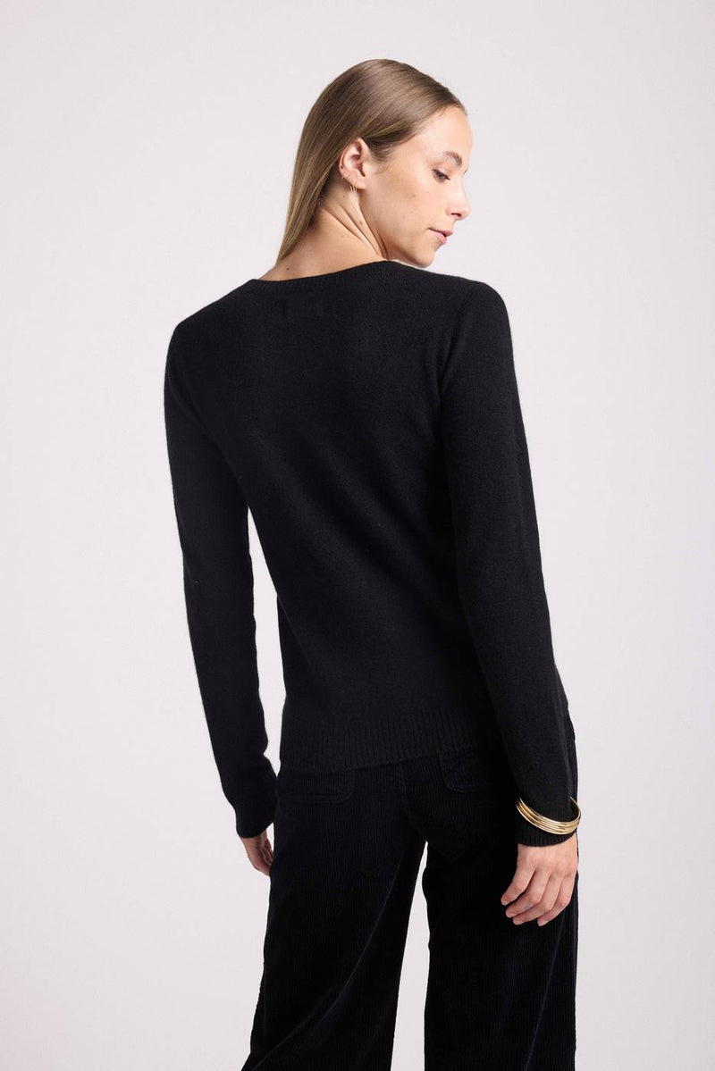 Pull Col Rond Rose - Noir