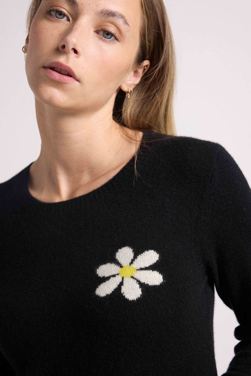 Pull Col Rond Rose - Noir