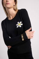 Pull Col Rond Rose - Noir