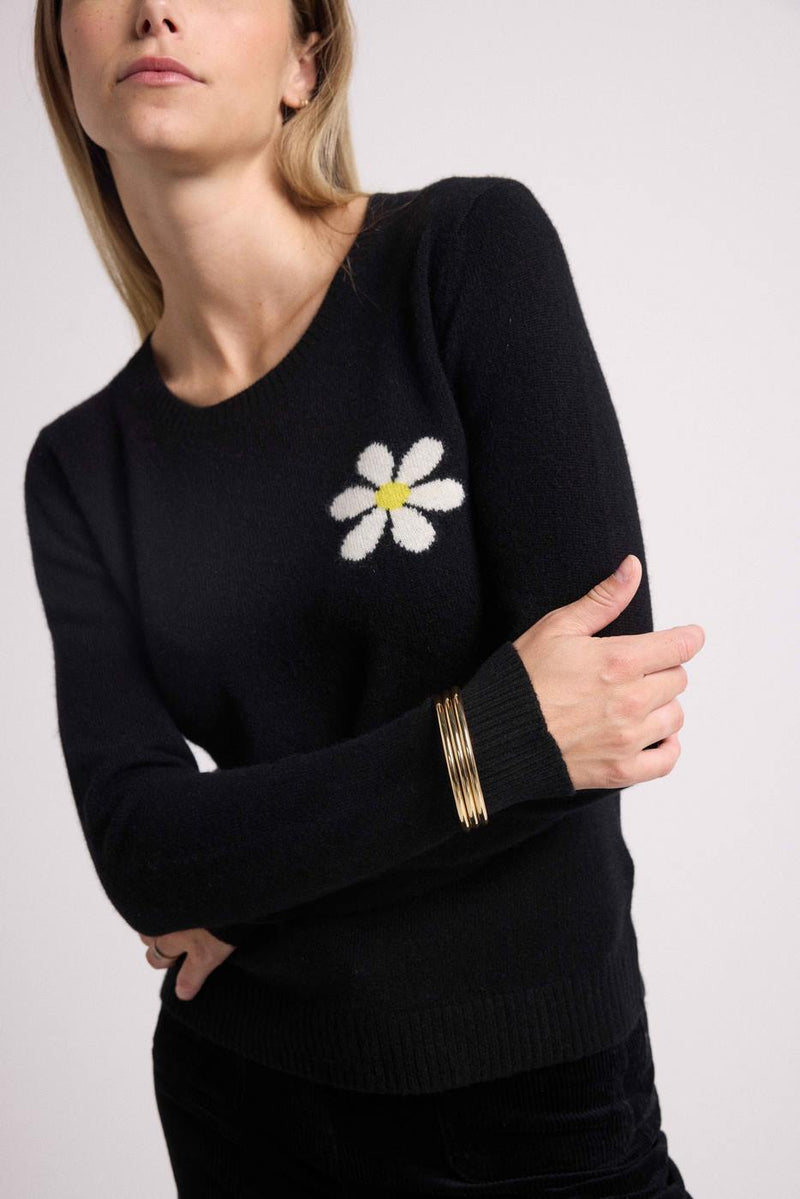 Pull Col Rond Rose - Noir