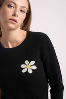 Pull Col Rond Rose - Noir