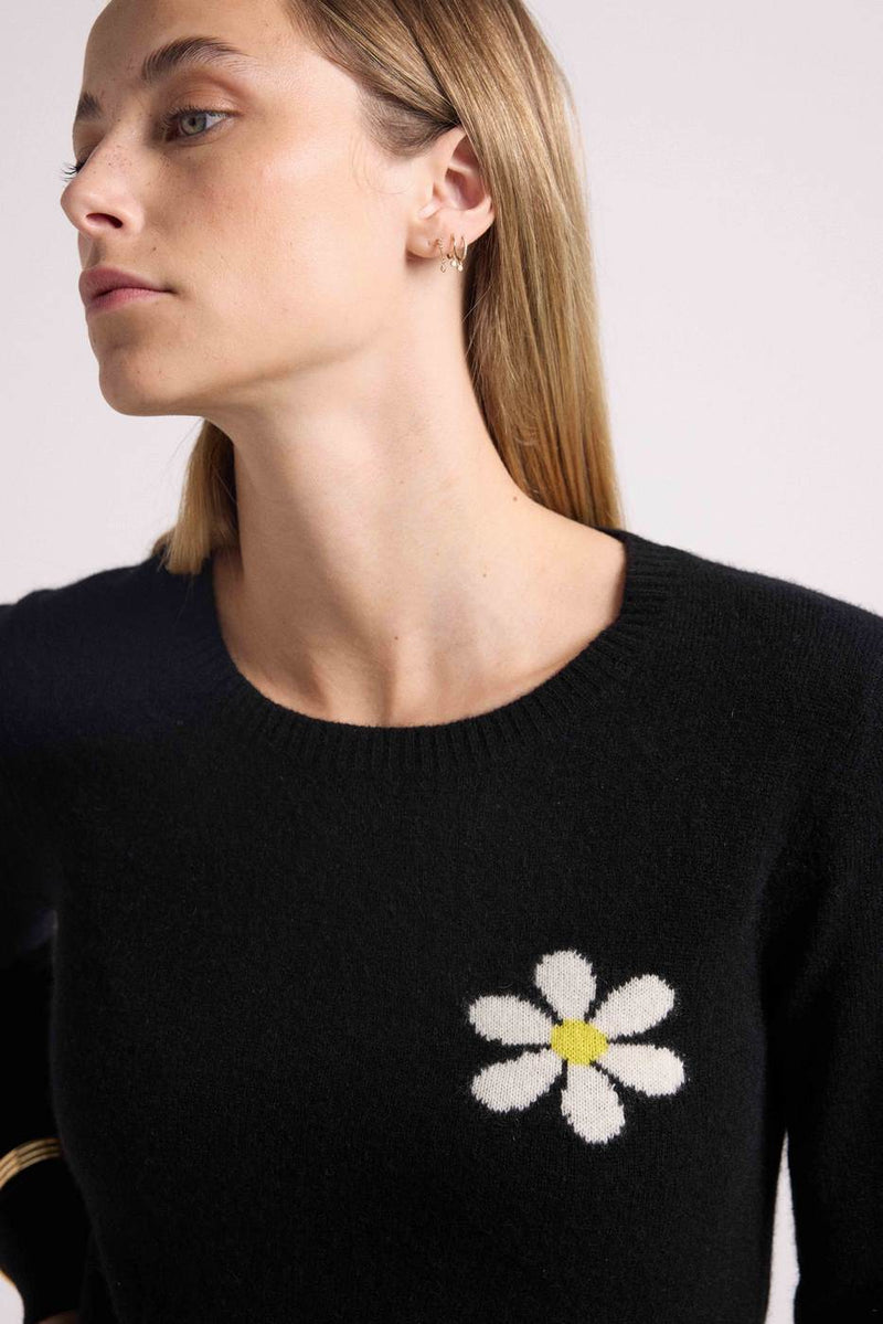 Pull Col Rond Rose - Noir