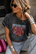 T-shirt con rose - Grigia