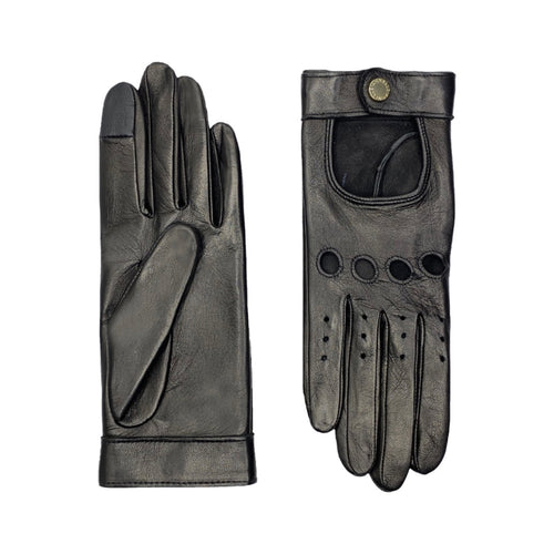 Gants Rose Cuir Non Doublés - Noir Tactile - Femme