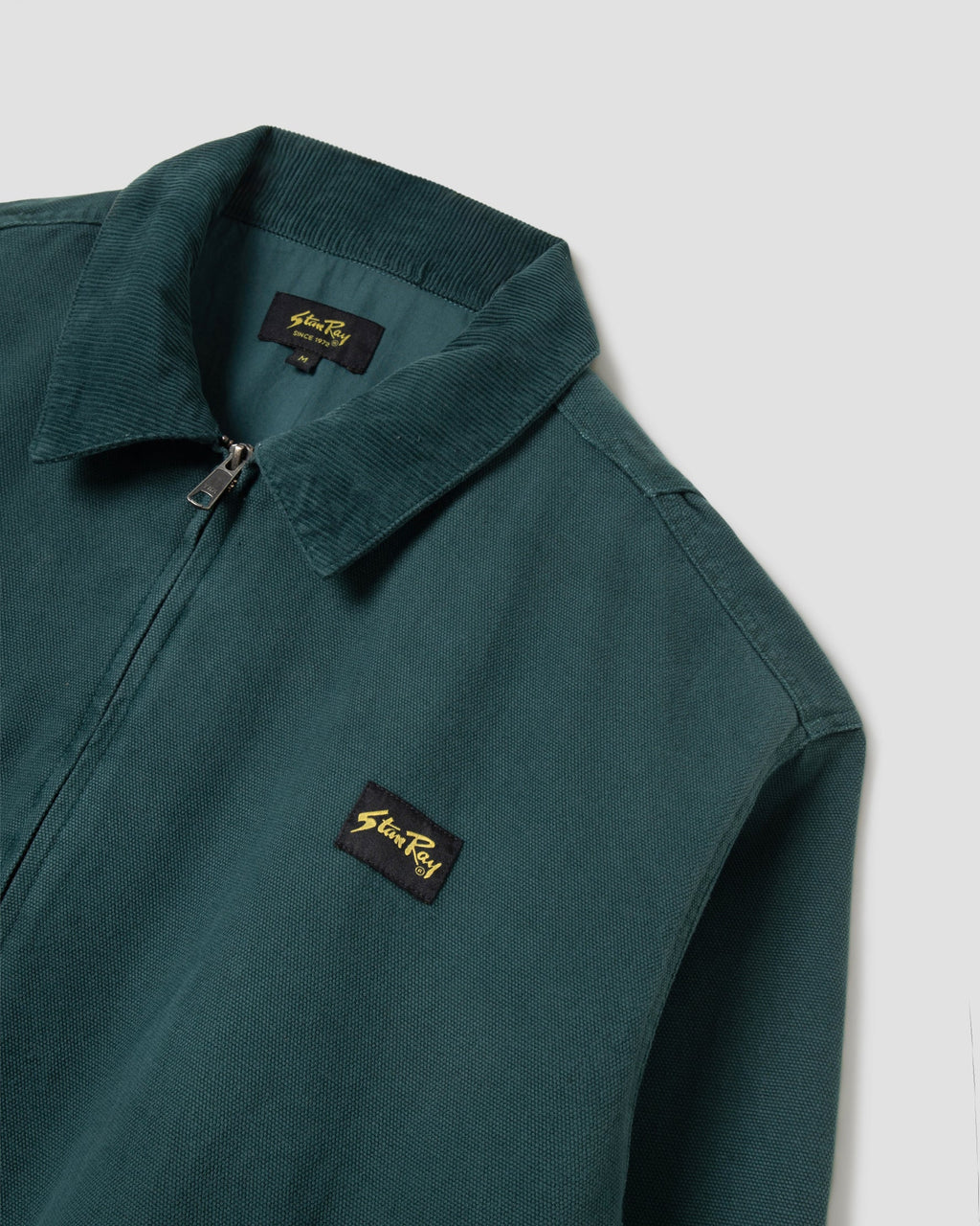 Bomber con cuello rudo - Lona verde botánica lavada