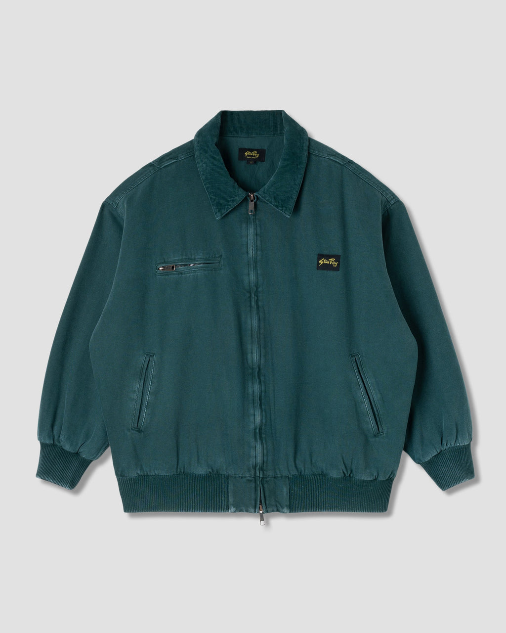 Bomber con cuello rudo - Lona verde botánica lavada