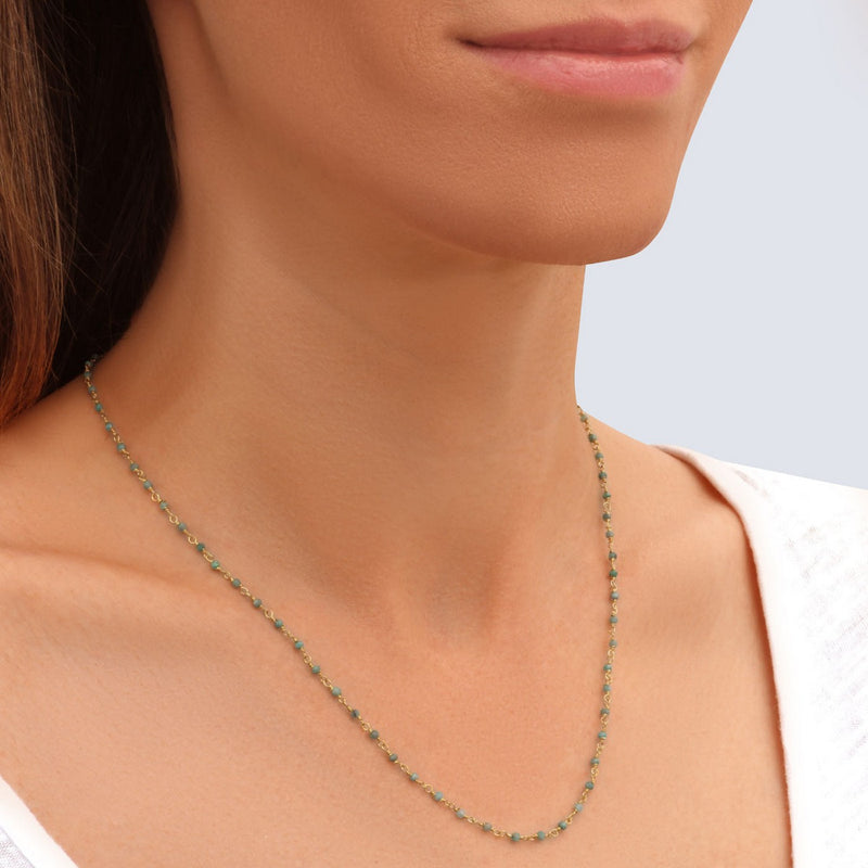 Collier Roxana Long 45Cm Calcédoine Bleue