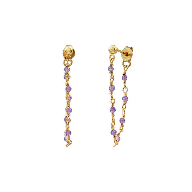 Boucles D'Oreilles Dorees Roxane Amethyste