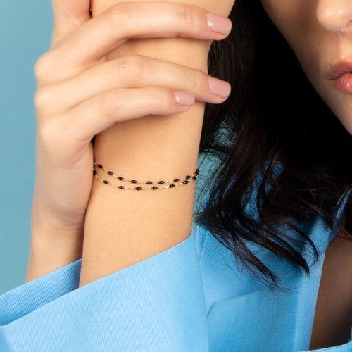 Pulsera “Doble Amada Negra” – Oro Amarillo 375/1000