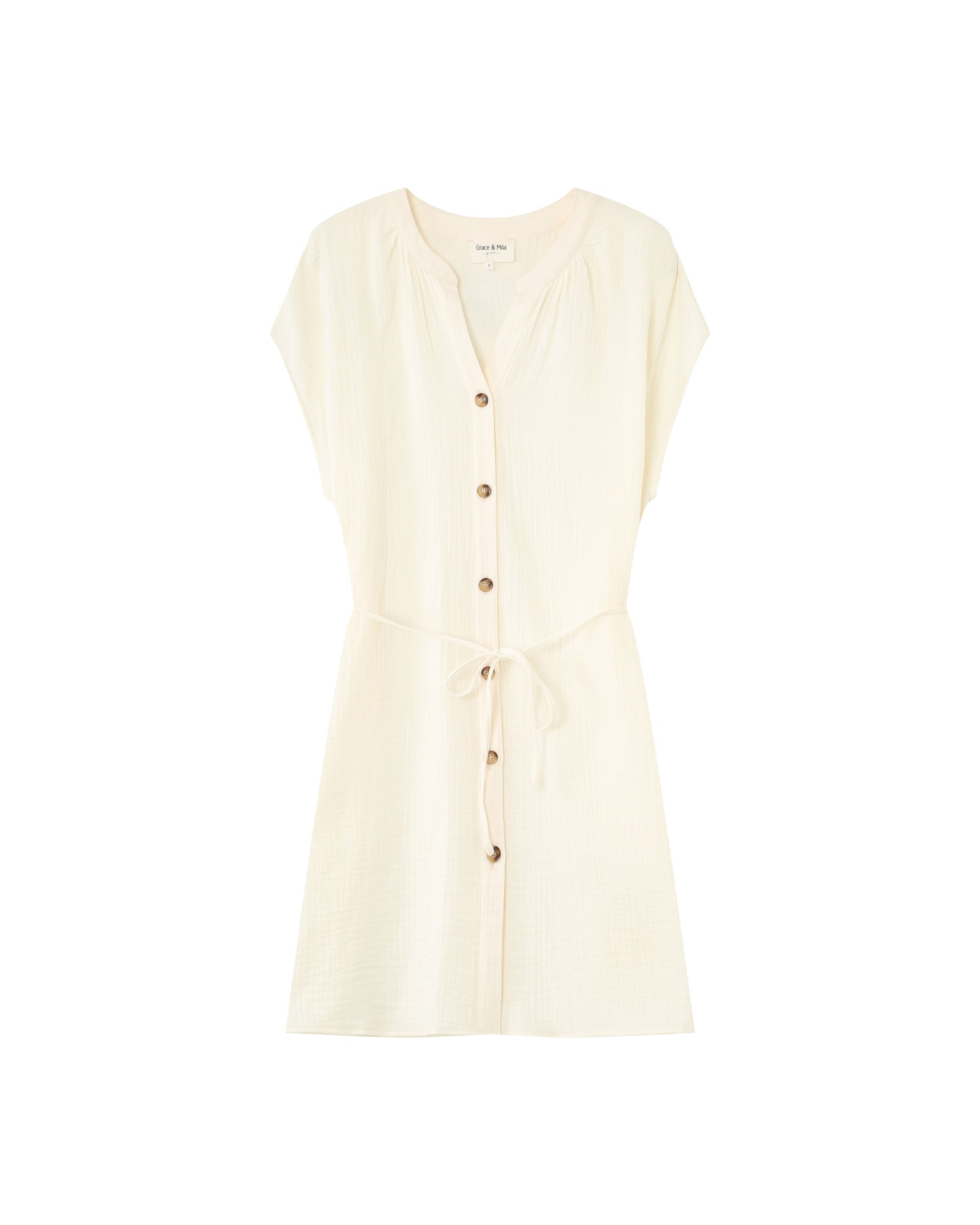 Rozana Short Dress - Ecru